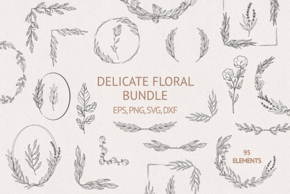 Download Hand Drawn Delicate Floral Bundle - Hand drawn Collection